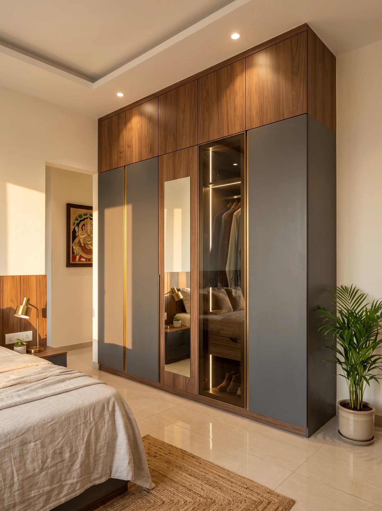 Completed custom wardrobe project with fitted storage and finishes.